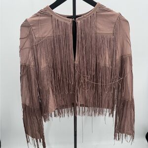 Forever 21 Mauve Fringe Jacket